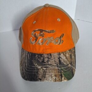 Realtree Ford Hat Cap Strap Back Orange Green Camo Logo Cars Trucks Hunting Mens